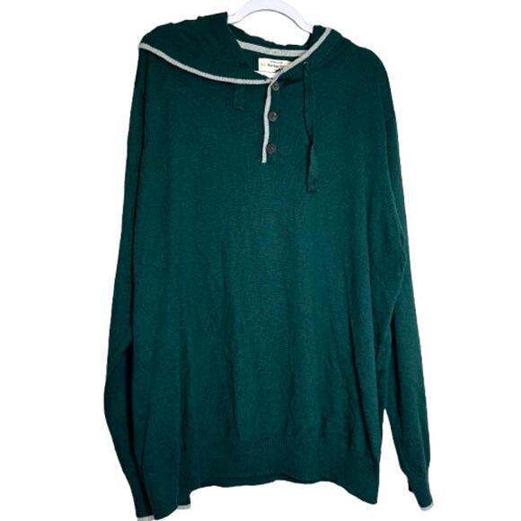 Hawker Rye Men’s Green Cotton Cashmere Henley Hoodie Sweater NWT Size 2XL - Picture 2 of 8